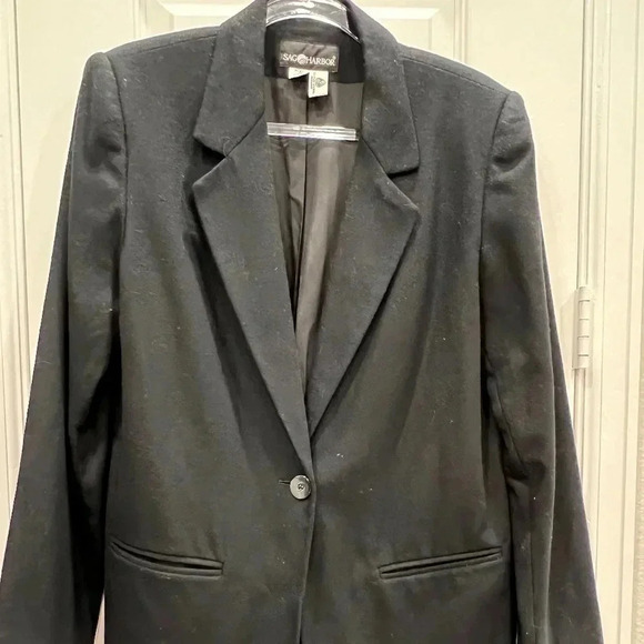 Sag Harbor Black Wool Blazer Size 10 - Picture 1 of 10